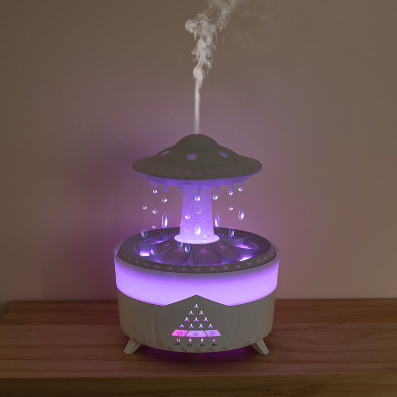 Raining Humidifier UFO Raindrop Aromatherapy Ultrasonic Water Drop Air Rain Humidifier 350ml 7 Colors LED Lamp Raindrop Aroma Diffuser - TrendyPrime