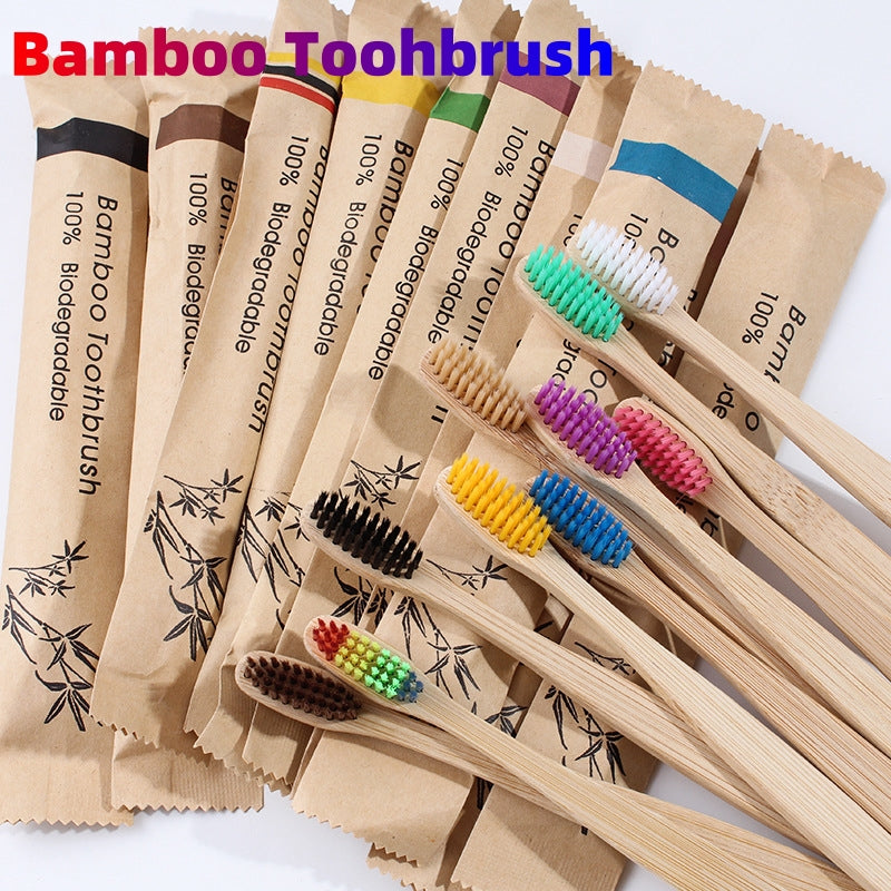 10Pcs Colorful Toothbrush Natural Bamboo Tooth Brush Set Soft Bristle Charcoal Teeth Eco Bamboo Toothbrushes Dental Oral Care - TrendyPrime