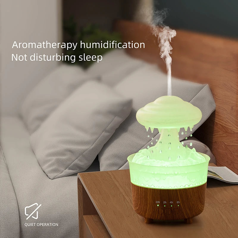 Rain Cloud Night Light Humidifier With Raining Water Drop Sound And 7 Color Led Light Essential Oil Diffuser Aromatherapy - TrendyPrime
