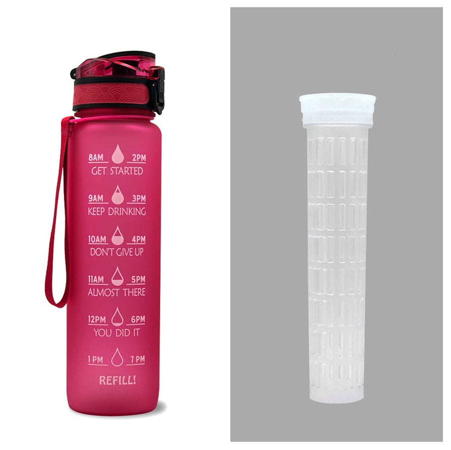 1L Tritan Water Bottle With Time Marker Bounce Cover Motivational Water Bottle Cycling Leakproof Cup For Sports Fitness Bottles - TrendyPrime