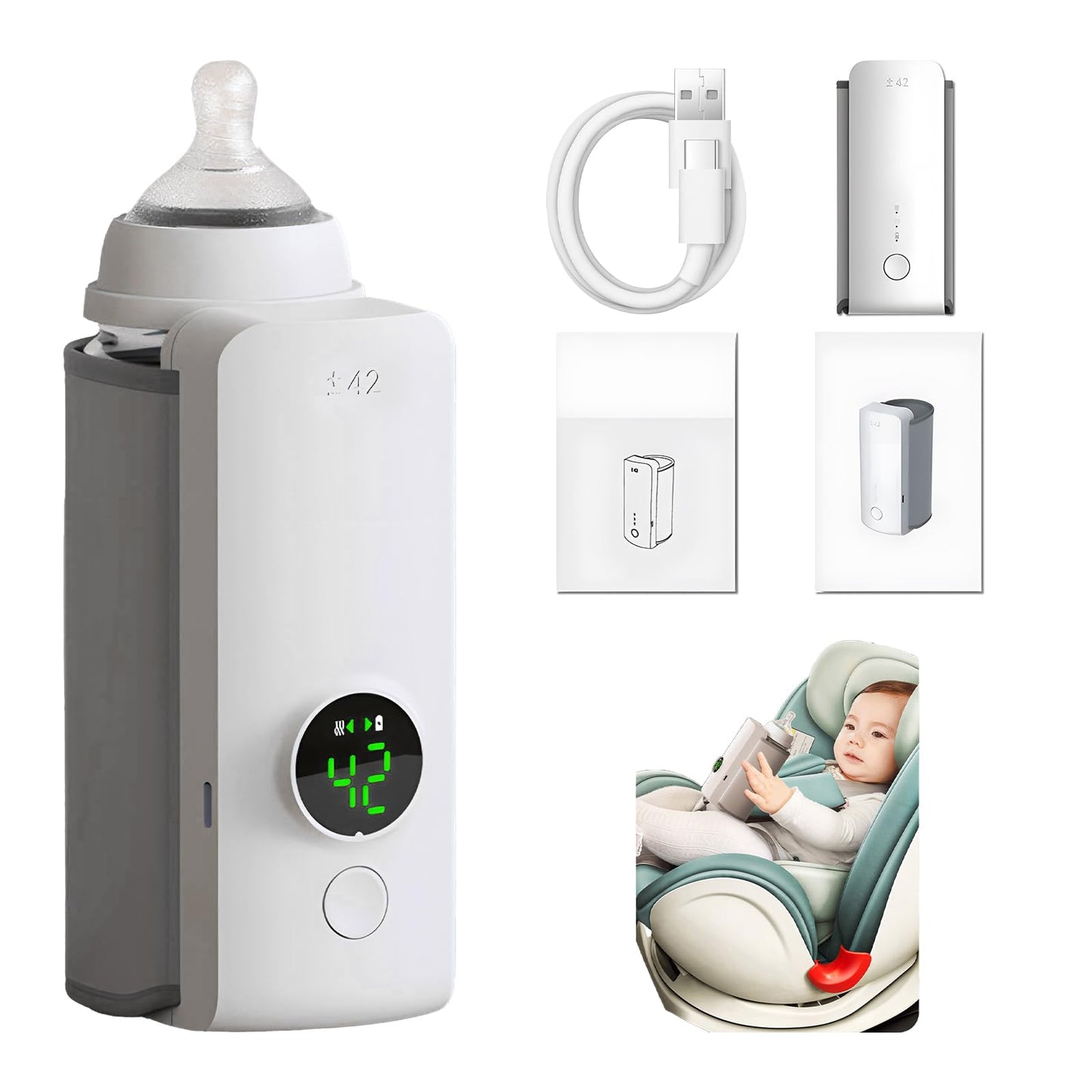 Portable Wireless Baby Bottle Warmer USB Rechargeable Milk Warmer - TrendyPrime