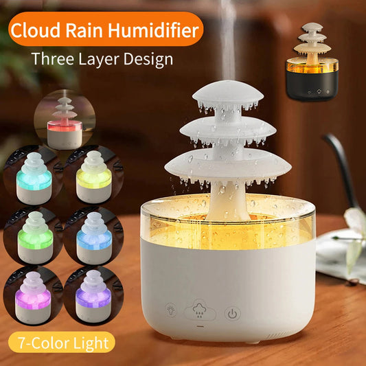 New Cloud Rain Air Humidifier Essential Oil Aromatherapy Diffuser USB Mute Mist Air Humidifier With Colorful Light - TrendyPrime