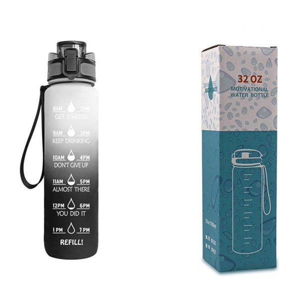1L Tritan Water Bottle With Time Marker Bounce Cover Motivational Water Bottle Cycling Leakproof Cup For Sports Fitness Bottles - TrendyPrime