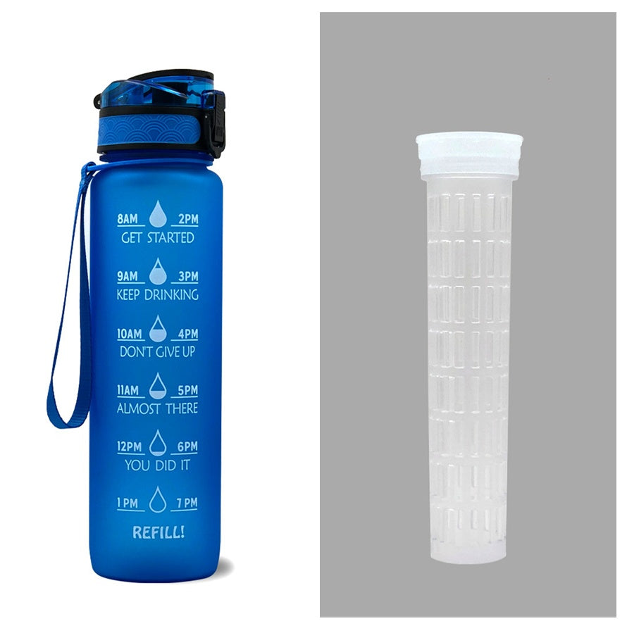 1L Tritan Water Bottle With Time Marker Bounce Cover Motivational Water Bottle Cycling Leakproof Cup For Sports Fitness Bottles - TrendyPrime