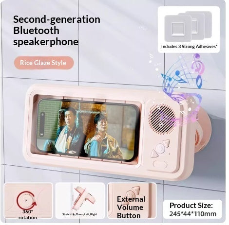Bathroom Waterproof Mobile Phone Box Bluetooth Speaker Audio Bath TV Stand Mobile Phone Holder 360 Degree Rotation Touch Screen - TrendyPrime