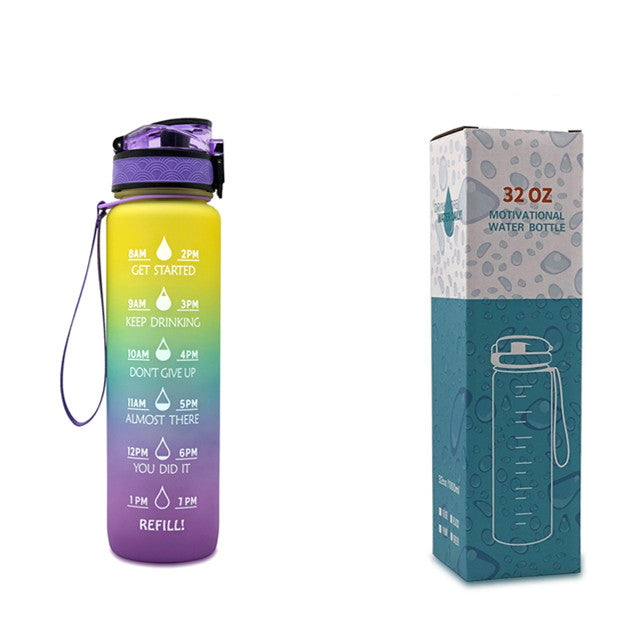 1L Tritan Water Bottle With Time Marker Bounce Cover Motivational Water Bottle Cycling Leakproof Cup For Sports Fitness Bottles - TrendyPrime