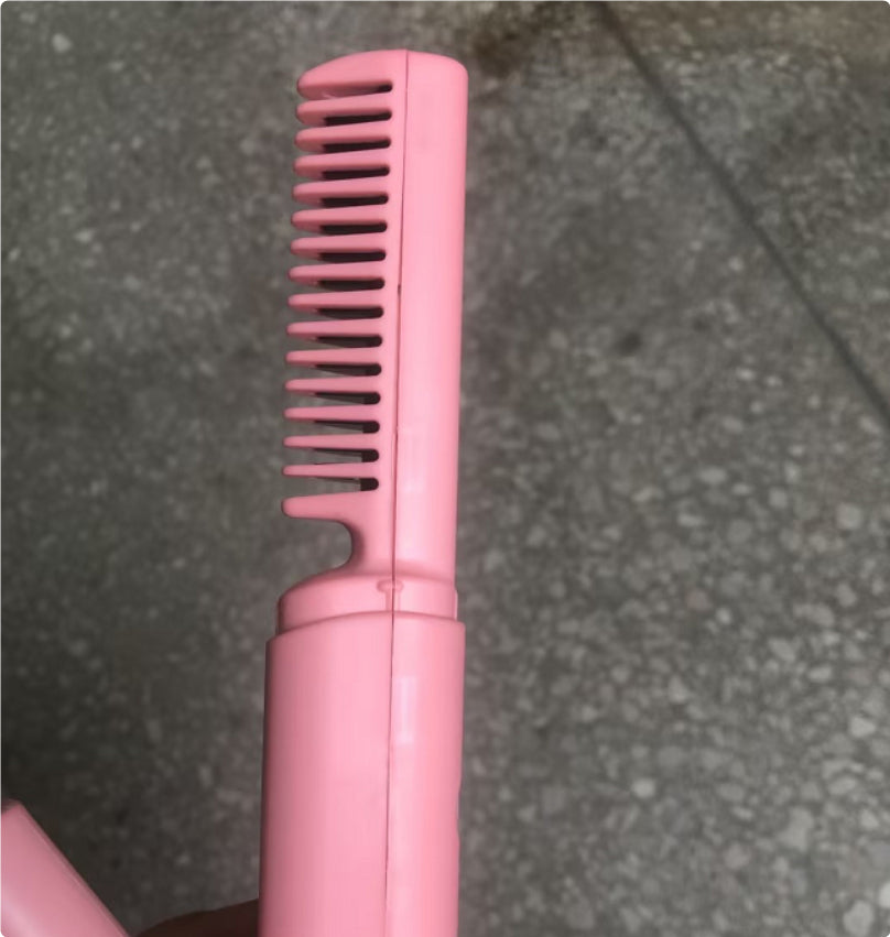 Professional Wireless Hair Straightener Curler Comb Fast Heating Negative Ion Straightening Curling Brush Hair Styling Tools - TrendyPrime