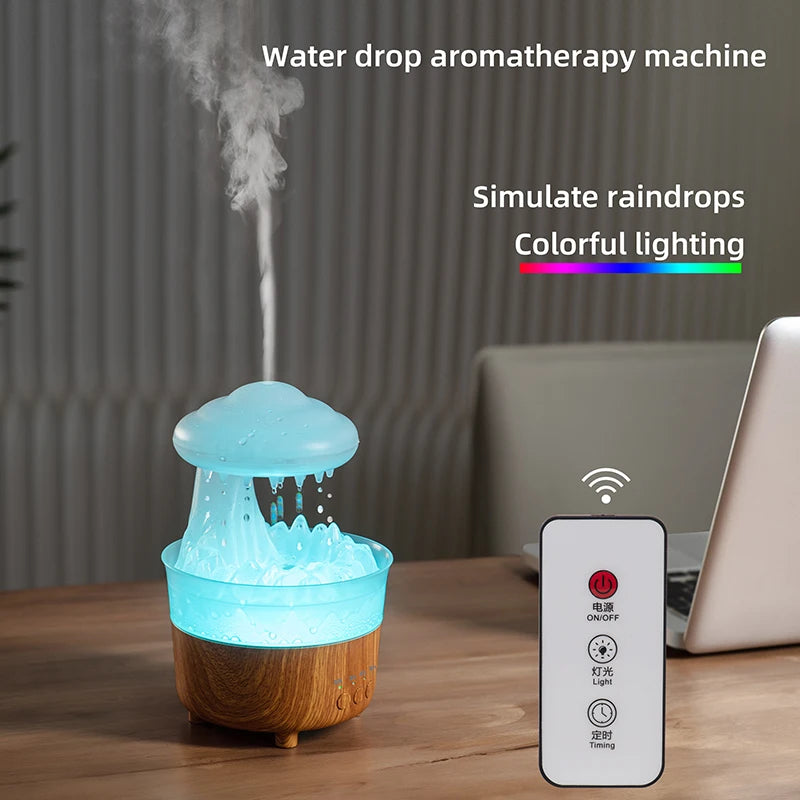 Rain Cloud Night Light Humidifier With Raining Water Drop Sound And 7 Color Led Light Essential Oil Diffuser Aromatherapy - TrendyPrime