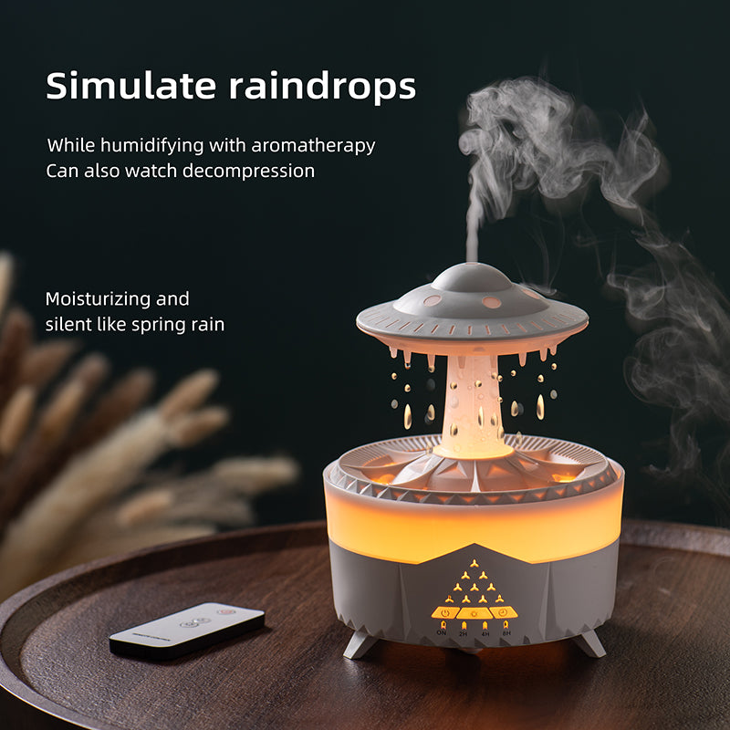 Raining Humidifier UFO Raindrop Aromatherapy Ultrasonic Water Drop Air Rain Humidifier 350ml 7 Colors LED Lamp Raindrop Aroma Diffuser - TrendyPrime