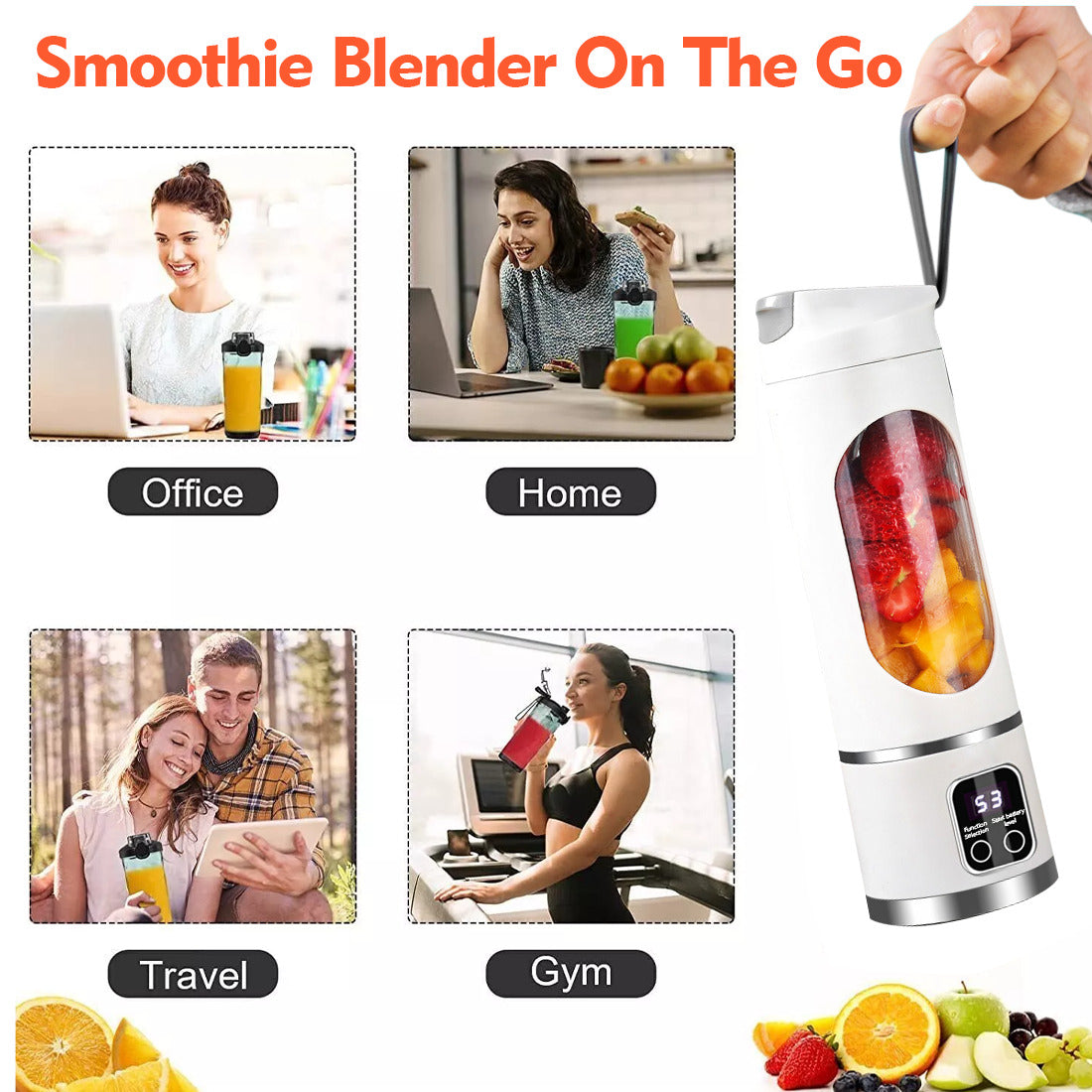 Portable USB Rechargeable Juicer Cup Electric Mixer Blender Smoothie Maker 450ml - TrendyPrime