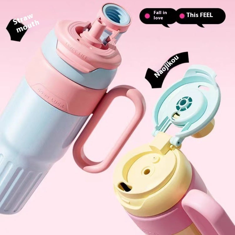 780ml Gradient Double Drink Thermal Cup Stainless Steel With Lid Coffee Cup Thermos Large Capacity Straw Cup For Male And Female - TrendyPrime