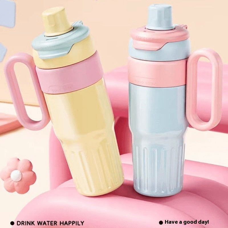 780ml Gradient Double Drink Thermal Cup Stainless Steel With Lid Coffee Cup Thermos Large Capacity Straw Cup For Male And Female - TrendyPrime