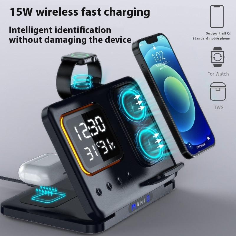15W Wireless Chargers Stand 5 In1 LED Digital Alarm Clock Fast Charging Dock Station - TrendyPrime
