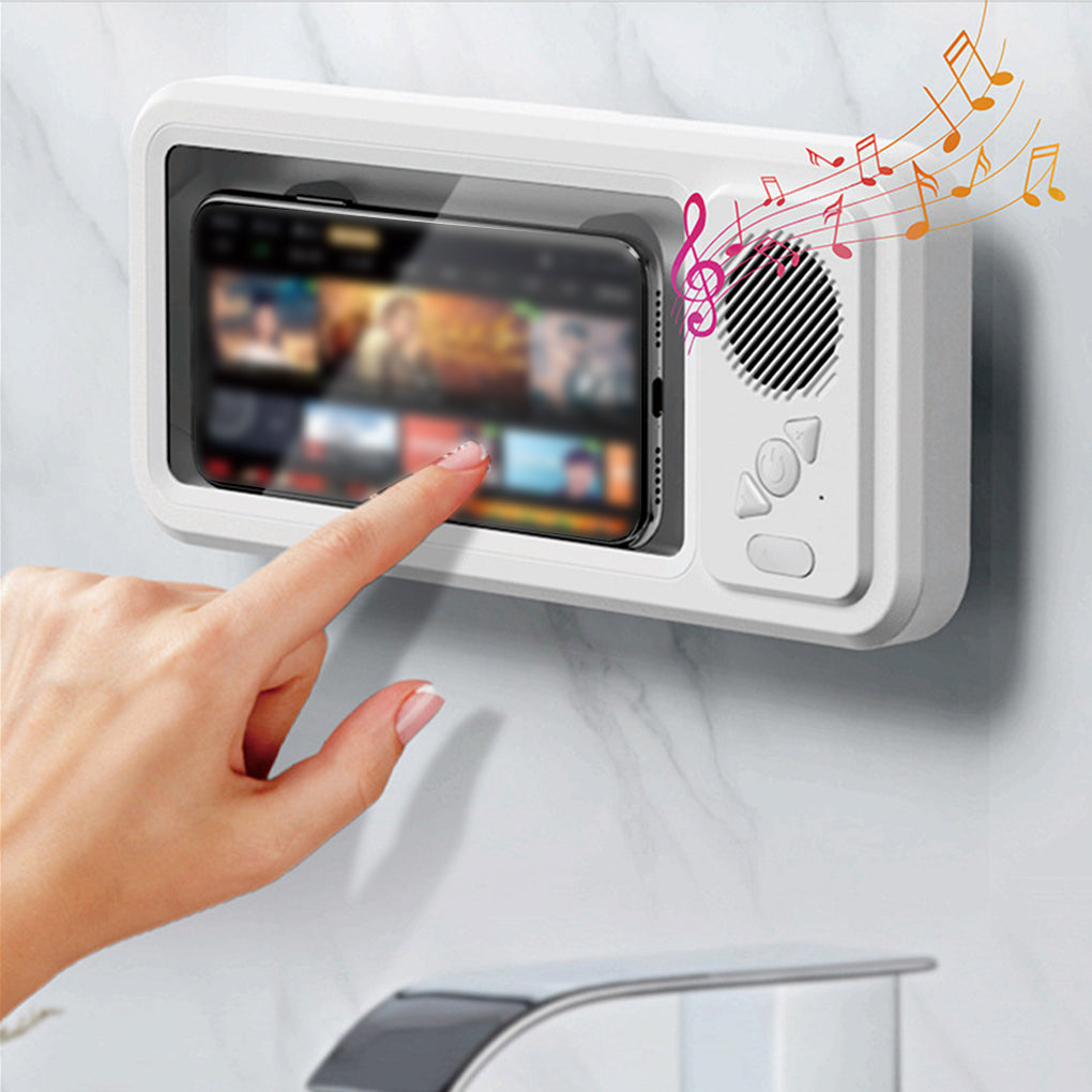 Bathroom Waterproof Mobile Phone Box Bluetooth Speaker Audio Bath TV Stand Mobile Phone Holder 360 Degree Rotation Touch Screen - TrendyPrime
