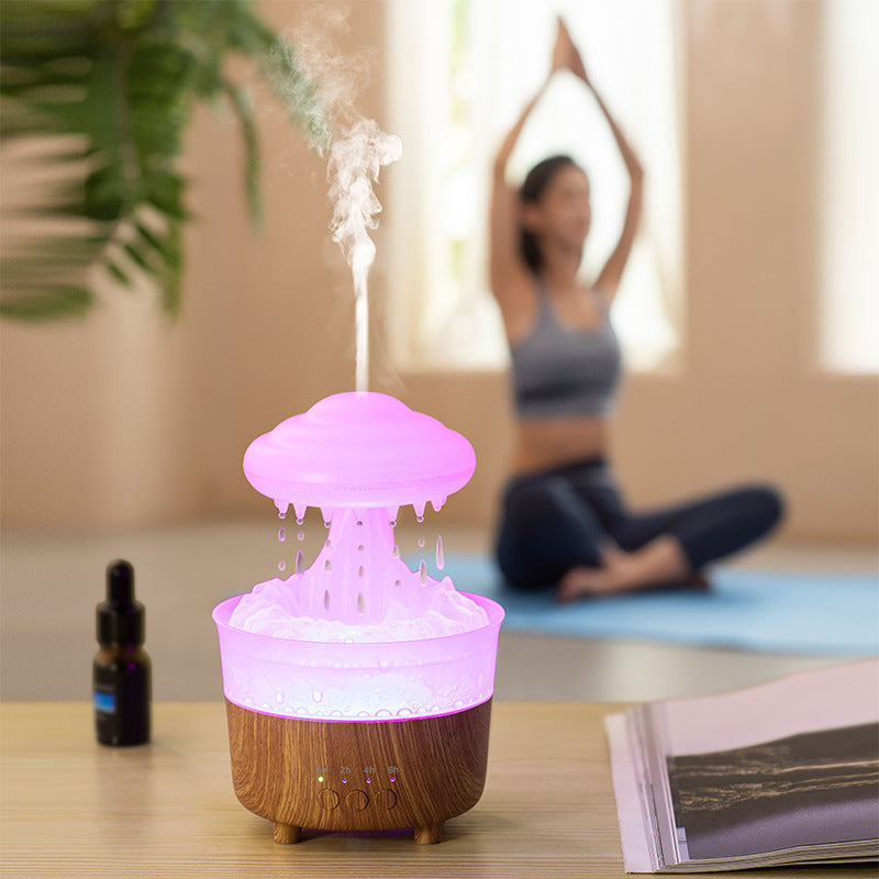 Rain Cloud Night Light Humidifier With Raining Water Drop Sound And 7 Color Led Light Essential Oil Diffuser Aromatherapy - TrendyPrime