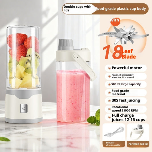 Multifunctional Rechargeable Electric USB Juicer Cup Double Cup Handheld Mixer Cup 500 ML Blending Juice Cup Outdoor - TrendyPrime