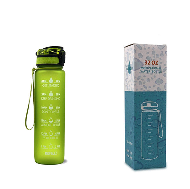 1L Tritan Water Bottle With Time Marker Bounce Cover Motivational Water Bottle Cycling Leakproof Cup For Sports Fitness Bottles - TrendyPrime