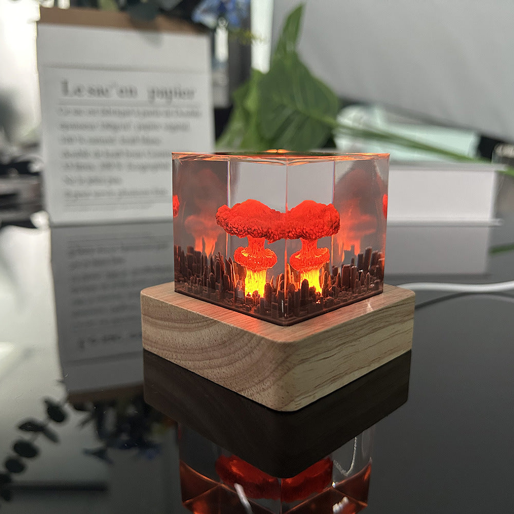 Handmade Resin Atomic Bomb Explosion Mushroom Cloud Small Night Lamp Ornaments - TrendyPrime