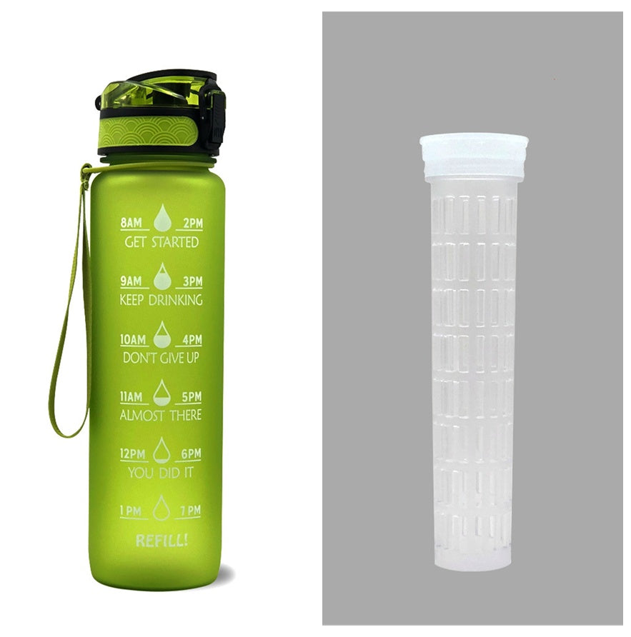 1L Tritan Water Bottle With Time Marker Bounce Cover Motivational Water Bottle Cycling Leakproof Cup For Sports Fitness Bottles - TrendyPrime